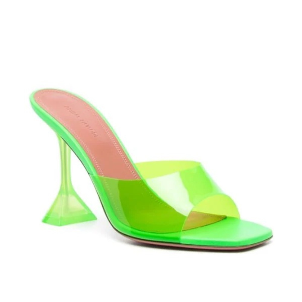 Amina Muaddi Lupita 95mm Transparent Mules Size 42.5